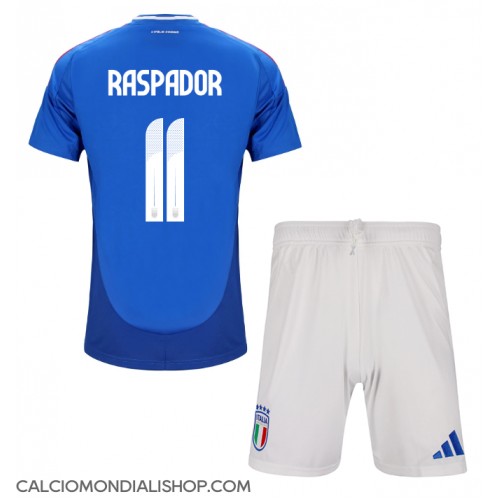 Maglie da calcio Italia Giacomo Raspadori #11 Prima Maglia Bambino Europei 2024 Manica Corta (+ Pantaloni corti)